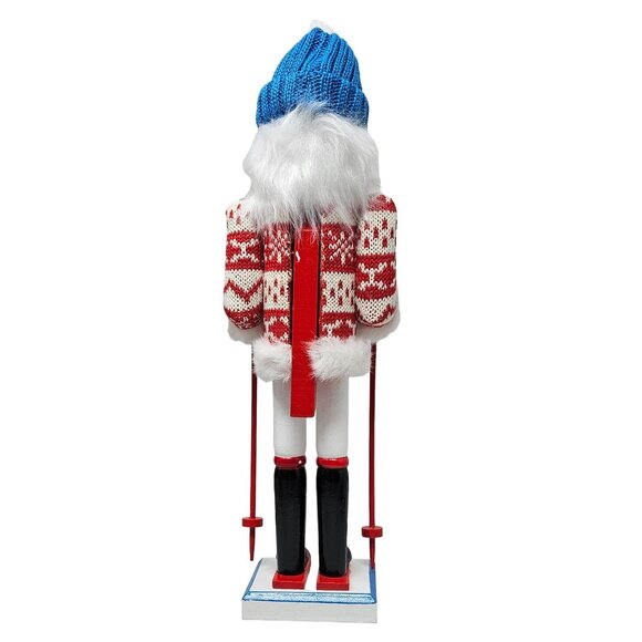 Skiing Skier Ski Snowflake Sweater Festive 15" Christmas Nutcracker - Picture 3 of 5